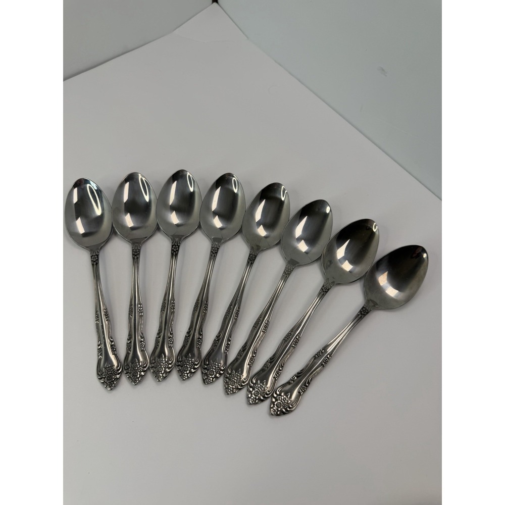 Rogers Dream Rose Soup Spoons Stainless Flatware Korea Set of‎ 8